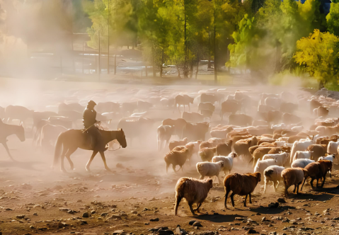 新疆的牧民用干牛粪来当燃料，这样可以更好的保护环境！ 第1张